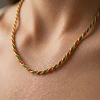 زنجیر طنابی بالچین سبز و قرمز نازک ZT010 - Image 2
